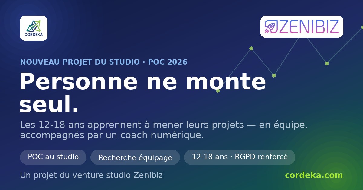 Zenibiz lance Cordeka : l'app où les 12-18 ans apprennent à mener leurs projets — en cordée